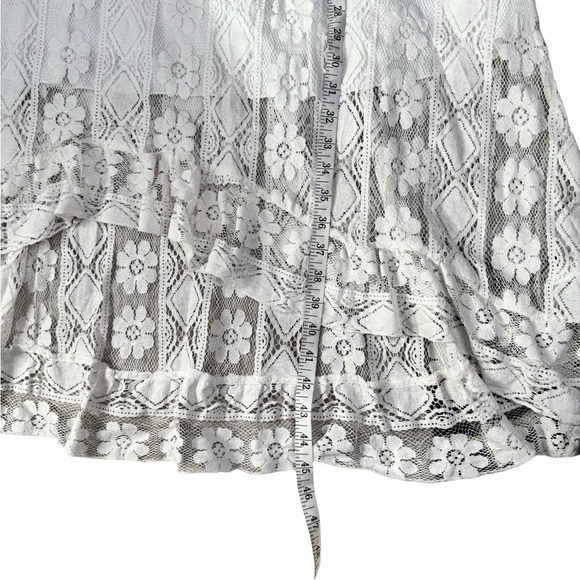 Boho Lace Midi Dress Ivory Crochet Tassel Pom Pom Cottagecore Festival Beach - Picture 6 of 7